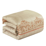 ZUN 7-piece Brown Luxury Embroidery Comforter Set King & Queen Size 73432872