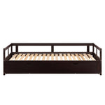 ZUN Wooden Daybed with Trundle Bed and Two Storage Drawers , Extendable Bed Daybed,Sofa Bed for Bedroom WF194973AAP