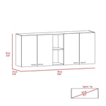 ZUN Menlo 59-inch Four Swing Doors Wall Cabinet Black Wengue B06280515