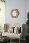 ZUN 18.5" x 18.5" Hexagon Mirror with Natural Wood Frame, Wall Decor for Living Room Bathroom Hallway, W2078133974