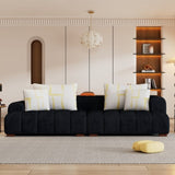 ZUN 103.9" Modern Couch Corduroy Fabric Comfy Sofa with Rubber Wood Legs, 4 Pillows for Living Room, WF309991AAB