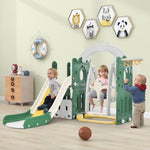 ZUN Toddler Slide and Swing Set 5 in 1, Kids Playground Climber Slide Playset with Basketball Hoop PP307712AAF