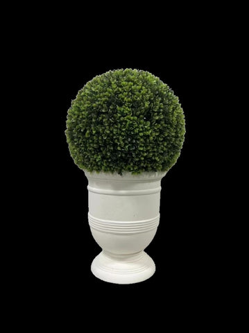 ZUN 24" Ball Topiary in White Pot, Artificial Faux Plant for indoor and outdoor B111131116