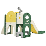 ZUN Kids Slide Playset Structure 7 in 1, Freestanding Spaceship Set with Slide, Arch Tunnel, Ring Toss PP319756AAL