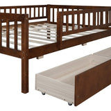 ZUN Full Size Daybed Wood Bed with Two Drawers, Walnut WF301868AAL