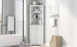 ZUN White Bathroom Corner Cabinet with Adjustable Shelves and Doors, Multi-Functional Tall WF295064AAK