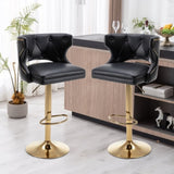 ZUN Bar Stools With Back and Footrest Counter Height Dining Chairs-Leather Black-2PCS/SET W67663271