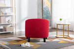 ZUN COOLMORE accent Barrel chair living room chair with nailheads and solid wood legs Red Linen W39526695