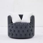 ZUN Modern Swivel Barrel Chair with 360&deg; Rotating Base and 2 Pillows, Modern Velvet Reading Chair with W1123111896