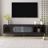 ZUN U-Can Modern TV Stand for 70+ Inch TV, Entertainment Center TV Media Console Table, with 3 Shelves WF314645AAD