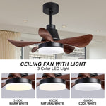 ZUN 28 lnch Ceiling Fan with Lights Remote Control, Small Ceiling Fan Flush Mount, 5 Reversible Blades, W1187118716