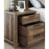 ZUN 1pc Nightstand Only Transitional Rustic Natural Tone Solid wood Felt Lined Drawers Metal Handles B011135934