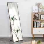 ZUN Brown Solid Wood Frame Full-length Mirror, Dressing Mirror, Bedroom Home Porch, Decorative Mirror, W115155942