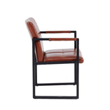 ZUN Brown modern european style dining chair PU leather black metal pipe dining room furniture chair set W29980865