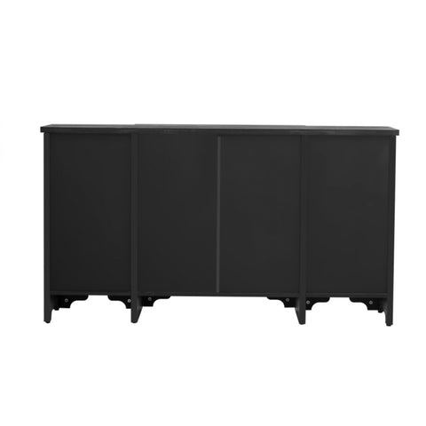 ZUN TREXM Retro Sideboard Glass Door with Curved Line Design Ample Storage Cabinet with Black Handle and WF311553AAB