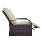 ZUN Outdoor Recliner, Automatic Adjustable Wicker Lounge Recliner Chair with Comfy Thicken Cushion, All W1889109402