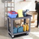 ZUN 2 Shelf Utility Cart, Heavy Duty Plastic Service Cart, 600 lbs Capacity Organizer with Wheels and 18196708