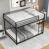 ZUN Metal Bunk Bed Full Over Full, Bunk Bed Frame with Safety Guard Rails, Heavy Duty Space-Saving W84063611