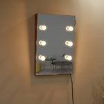 ZUN Wooden Wall Vanity Mirror Makeup Mirror Dressing Mirror with LED Bulbs KHR40023