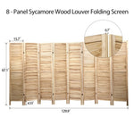 ZUN Sycamore wood 8 Panel Screen Folding Louvered Room Divider - light burn W104168926