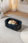 ZUN Scandinavian style Elevated Dog Bed Pet Sofa With Solid Wood legs and Black Bent Wood Back, Cashmere W794125927