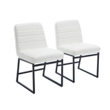 ZUN Upholstered Leather Dining Chairs Set of 2 With Metal Legs, Mid Century Modern Leisure Chairs for W1439125947