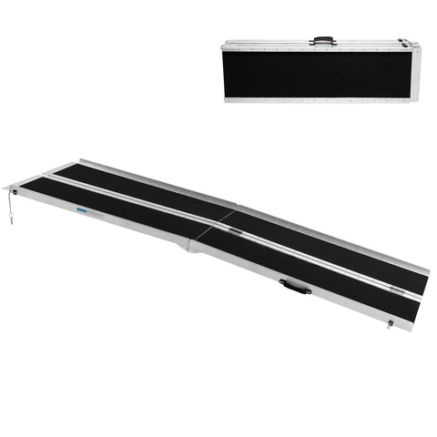 ZUN Non-Skid Traction Folding Aluminum Wheelchair Ramp Scooter Mobility Handicap Ramps for Home Steps, 81537959