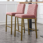 ZUN Cheap Modern Design High Counter Stool metal legs Kitchen Restaurant Bean paste velvet Bar Chair W21053814