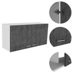 ZUN Brookeline Rectangle 2-Door Wall Cabinet White and Smokey Oak B06280328