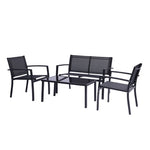 ZUN 4 Pieces Patio Furniture Set Outdoor Garden Patio Conversation Sets Poolside Lawn Chairs with Glass 65250522