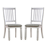 ZUN Set of 2 Padded Fabric Dining Chairs in Antique White and Light Gray B016P156285