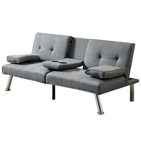 ZUN Linen Fabric Modern Sofa Bed Futon Couch Bed Folding Recliner Sleeper Reversible Loveseat W1422131950