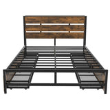 ZUN Metal Platform Bed With Four drawers, Sockets and USB Ports, Full, Black MF313154AAB