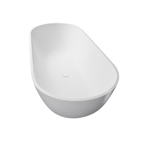 ZUN Immerse Yourself in Unmatched Luxury with Our Handcrafted Solid Surface Freestanding Bathtub W1573120490