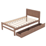 ZUN Modern Design Twin Size Platform Bed Frame with 2 Drawers for Walnut Color W697121845