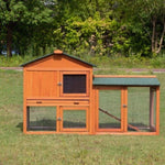 ZUN Large Wooden Rabbit Hutch Indoor and Outdoor Bunny Cage with a Removable Tray and a Waterproof Roof, W104172801