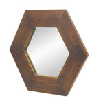 ZUN 18.5" x 18.5" Hexagon Mirror with Solid Wood Frame, Wall Decor for Living Room Bathroom Hallway, W2078133975