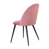 ZUN Dining Chair, Pink Velvet, Metal Black legs, Set of 2 Side Chairs W116440255