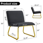 ZUN Black minimalist armless sofa chair with PU backrest and golden metal legs, suitable for offices, W1151121290