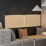 ZUN Short double decorative panel,Head board,Natural Rattan, for Bedroom, Living Room,Hallway W68850562