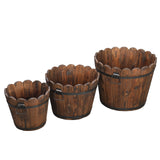 ZUN Outdoor Reinforced And Anticorrosive Chinese Fir Planting Pot Flower-Shaped Barrel Carbonized Color 67322270