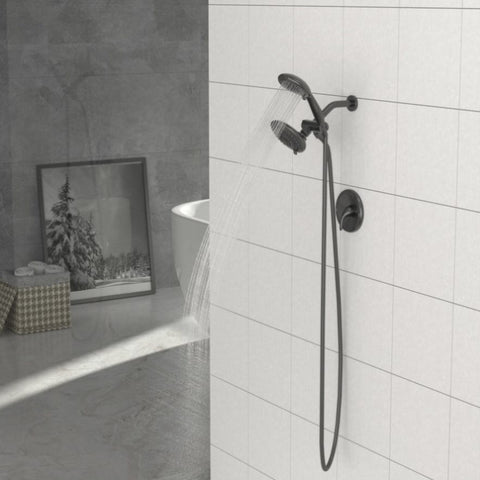ZUN Multi Function Dual Shower Head - Shower System with 5" Rain Showerhead, 5-Function Hand Shower, W1243102470