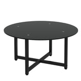 ZUN 35.5'' Round Whole Black Coffee Table, Clear Coffee Table,Modern Side Center Tables for Room, 88177901