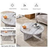 ZUN Gray MDF material circular textured coffee table, 31.4-inch gray middle table, modern coffee table, W1151131602