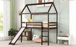 ZUN Twin Loft Bed with Slide, House Bed with Slide,Gray WF299309AAP