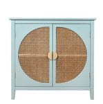 ZUN 2 door cabinet with semicircular elements,natural rattan weaving,suitable for multiple scenes such W688105109