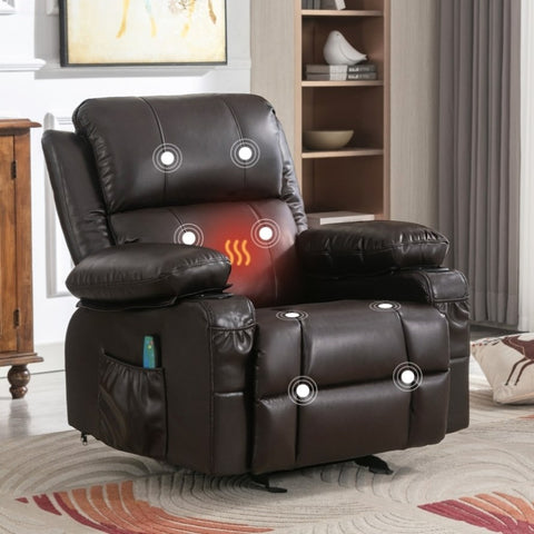 ZUN Vanbow.Recliner Chair Rocking Chairs for Adults Oversized with 2 Cup Holders, USB Charge Port Soft W1521135051