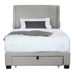 ZUN GRAY TEDDY FABRIC FOOTBOARD STORAGE BIG DRAWER WINGBACK WITH POCKETS UPHOLSTERED BED NO BOX SPRING W1867121488