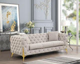 ZUN Contempo Modern Style Buckle Fabric Sofa Made with Wood in Gray B009139139