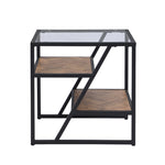 ZUN W82151004 Black Side Table, End Table with Storage Shelf, Tempered Glass Coffee Table with Metal W107184311